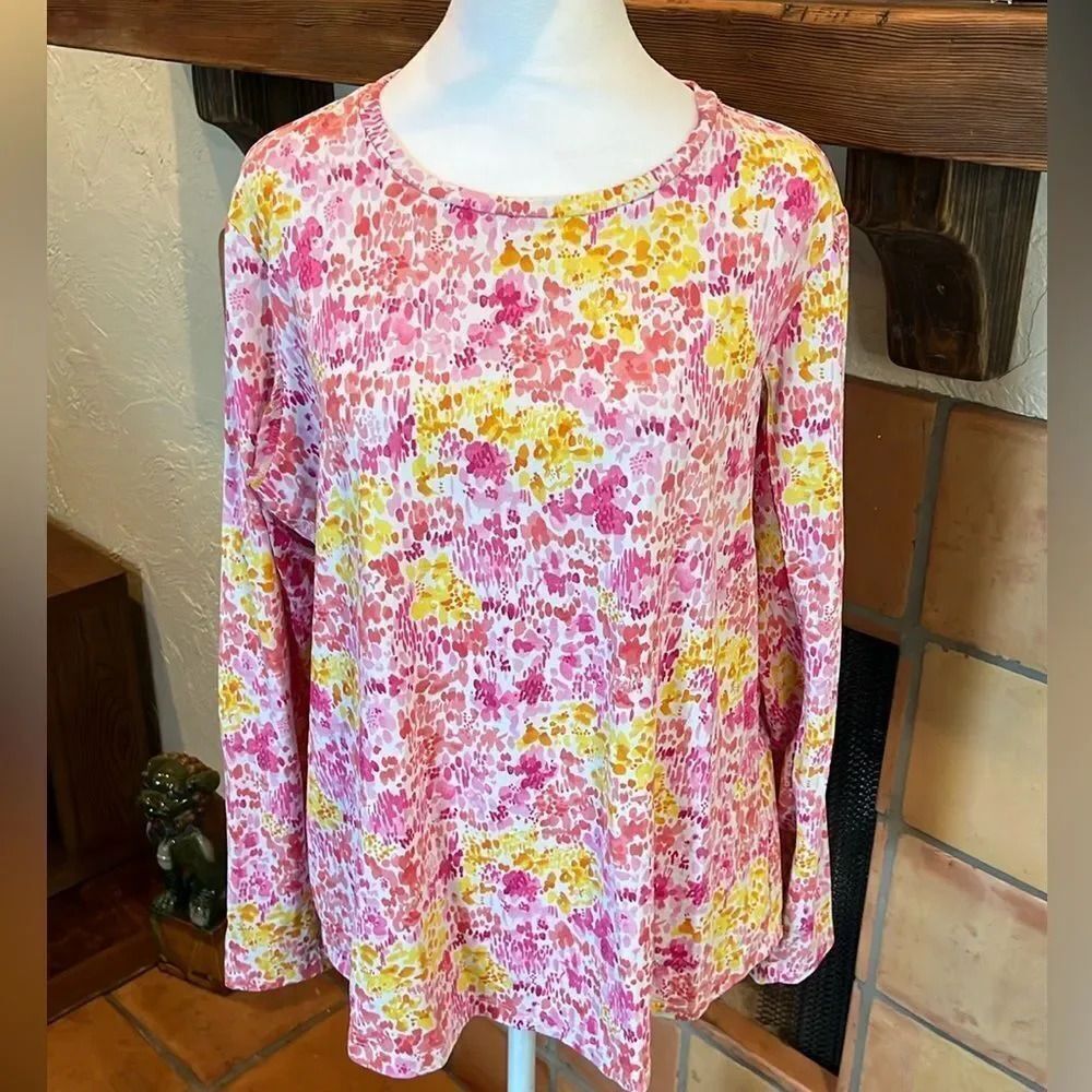 Floral Print Women's Top - Pink and Yellow